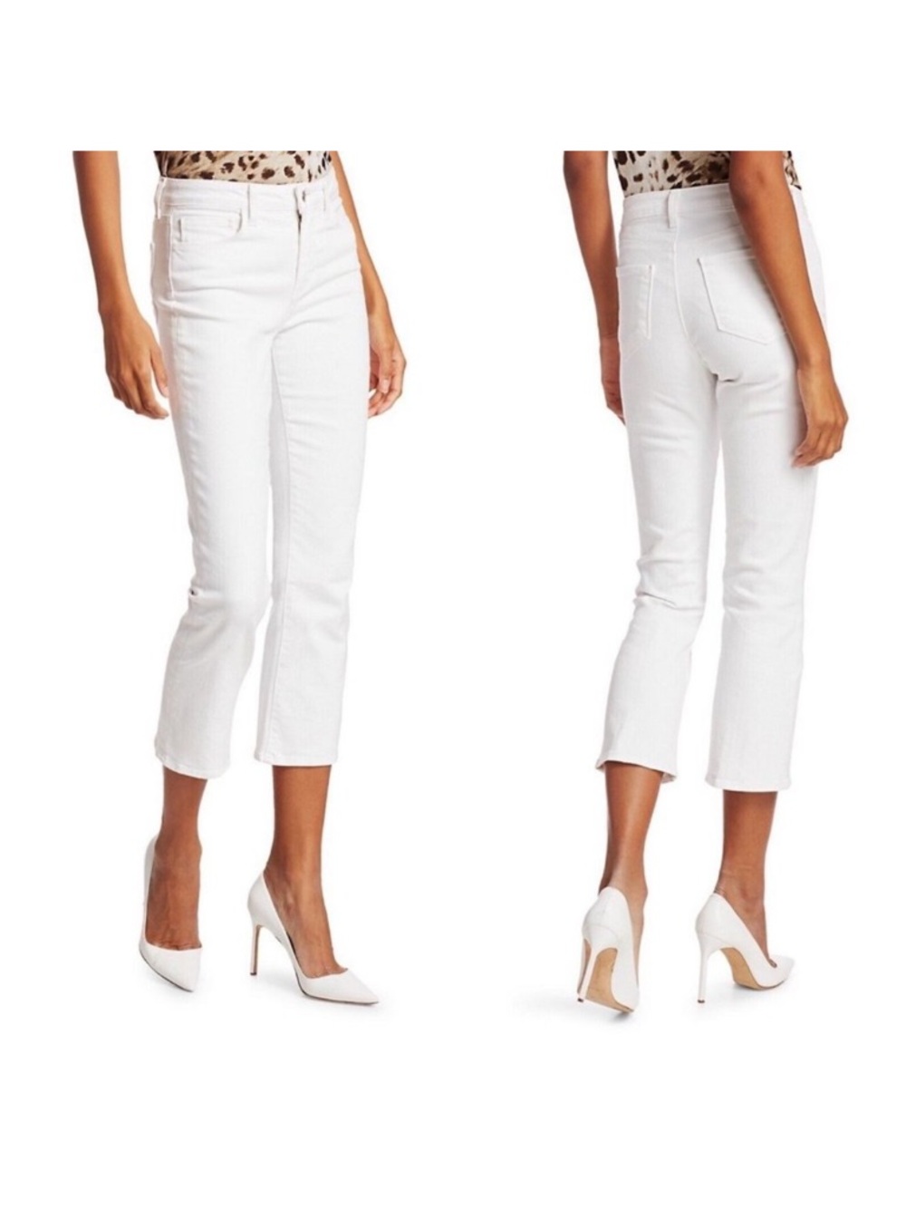 L'agence Women’s 28 Nadia High Rise Crop Jeans White Denim Straight Leg